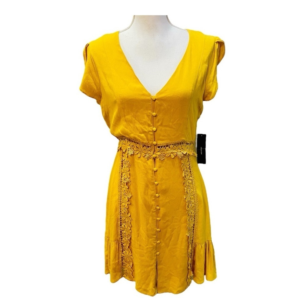 Lulu’s Yellow Button Down Dress Small NWT NEW!